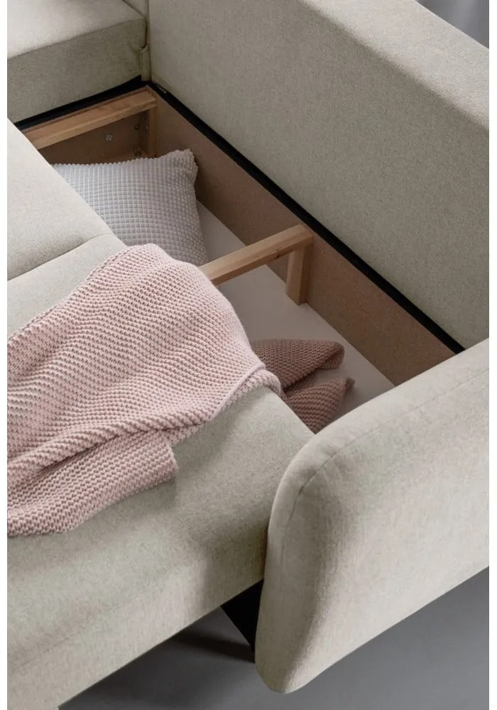 Бежов ъглов разтегателен диван, ляв ъгъл Scandic Lagom - Miuform