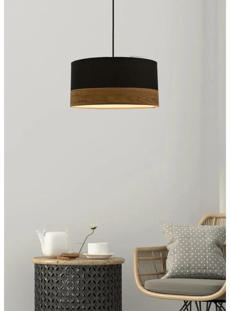 Черна висяща лампа с текстилен абажур ø 30 cm Porto - Candellux Lighting