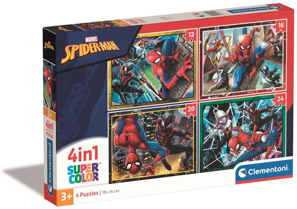 Clementoni - Пъзел 4 в 1 Spiderman 21515