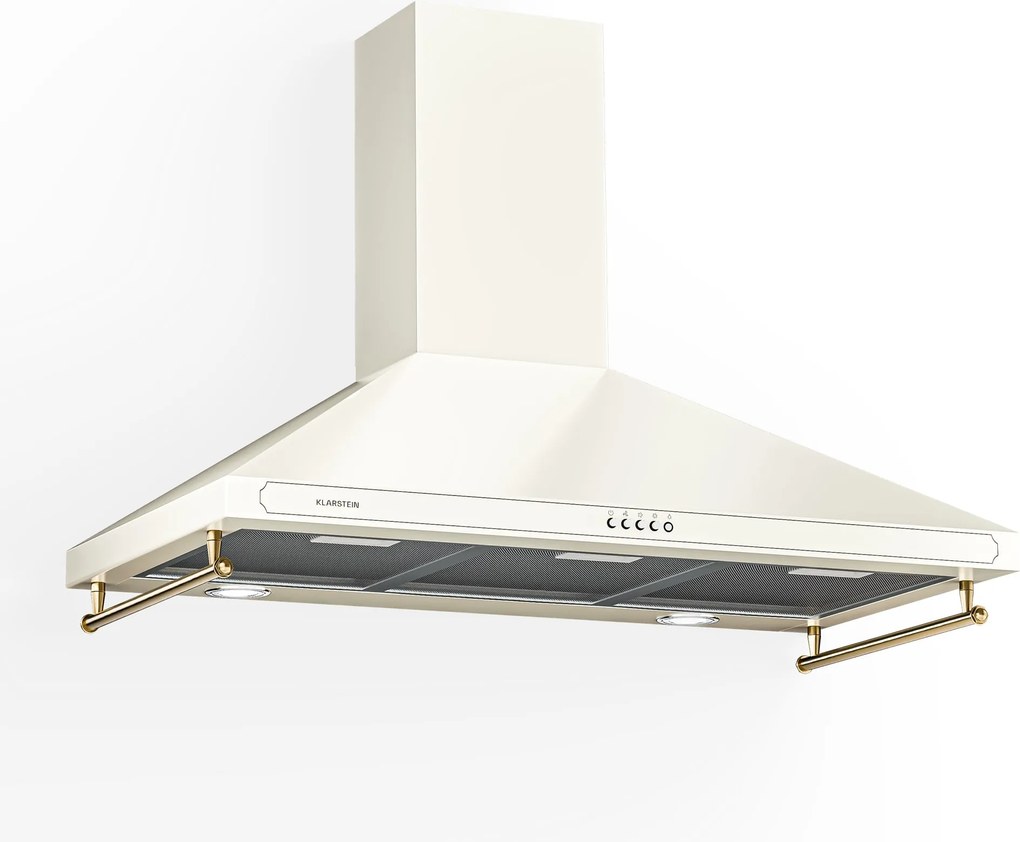Klarstein Victoria 90, абсорбатор, 90 см., ретро дизайн, 644,5 m³/h, 2 LED осветителни тела