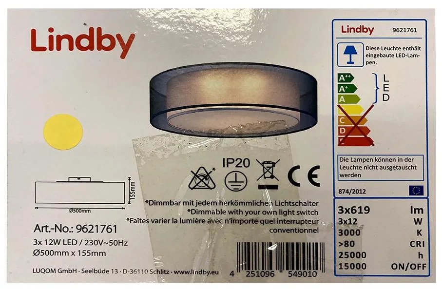 Lindby - LED Димируем плафон AMON 3xLED/12W/230V