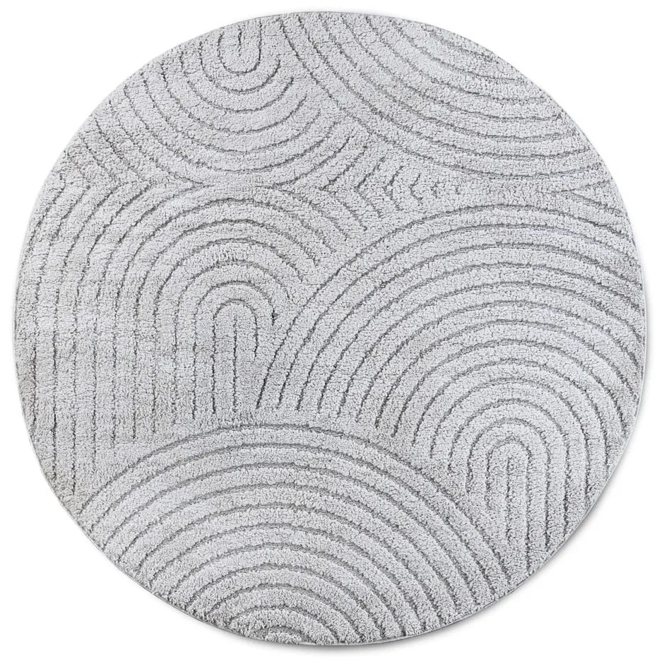 Светлосив кръгъл килим ø 160 cm Panglao New York Light Grey – Elle Decoration