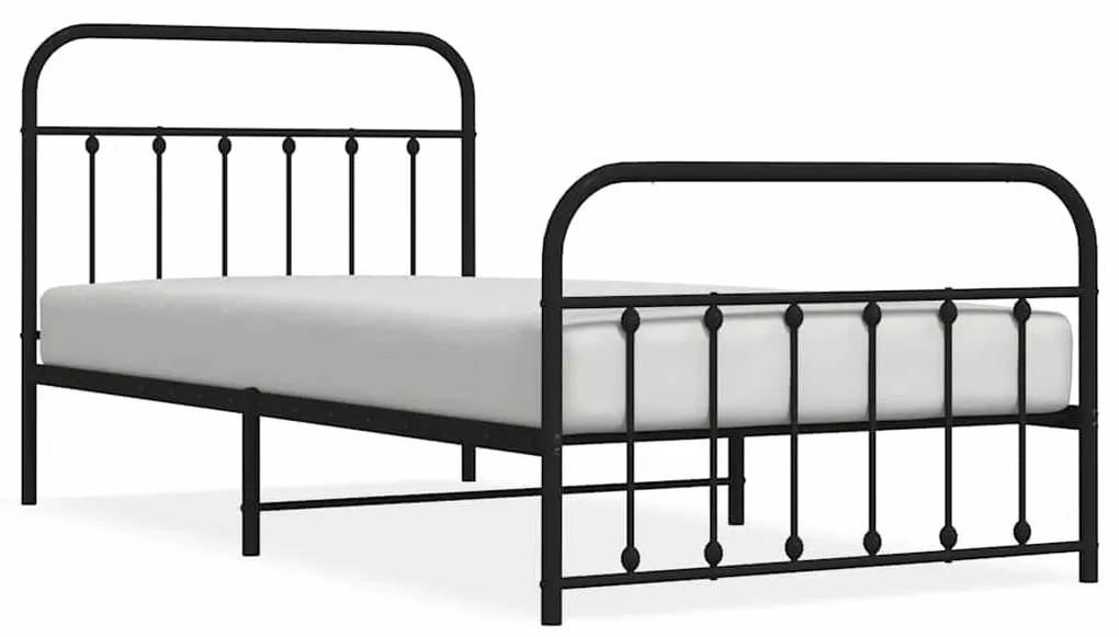 352591 vidaXL Метална рамка за легло с горна и долна табла, черна, 100x200 см