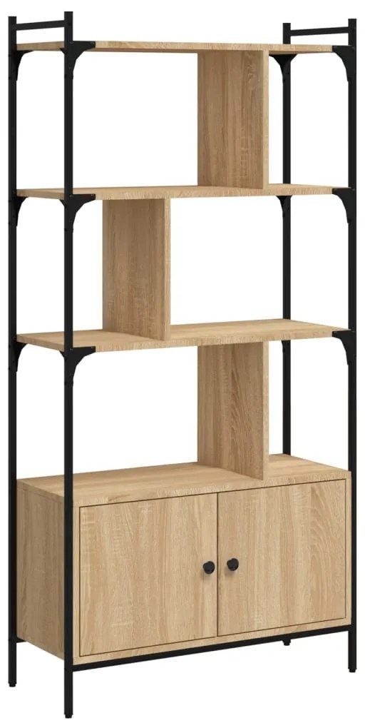 833349 vidaXL Библиотека с врати, дъб сонома, 76,5x30x154,5 см, инженерно дърво