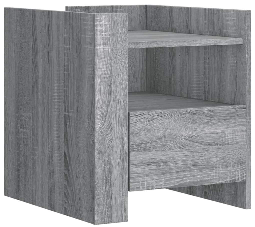 848281 vidaXL Нощно шкафче, сив сонома, 45x50x50 см, инженерно дърво