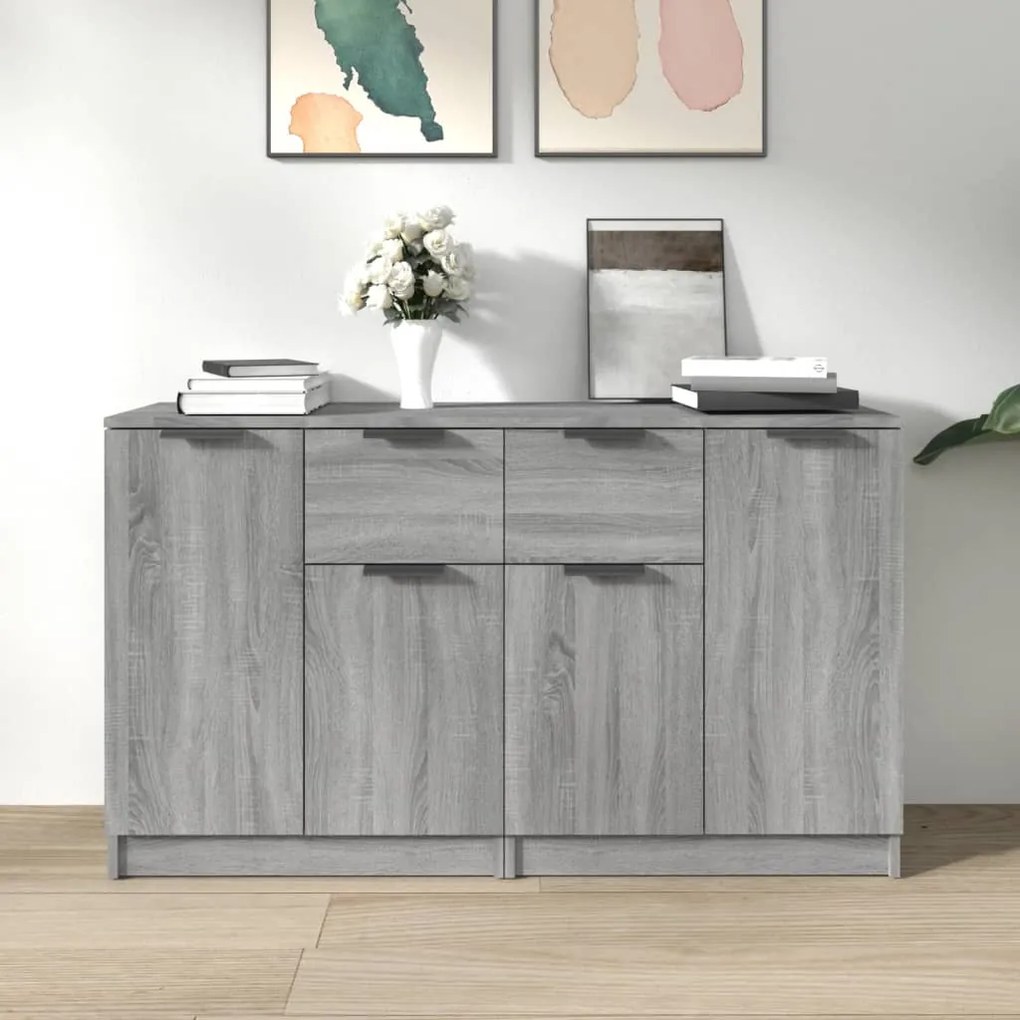 3115818 vidaXL Сайдборди, 2 бр, Сив сонома, 60x30x70 см, инженерно дърво