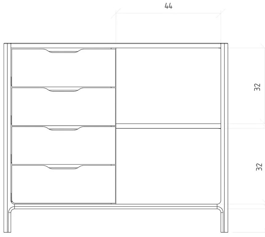 Нисък скрин от масивен дъб в естествен цвят 95x80 cm Twig – The Beds