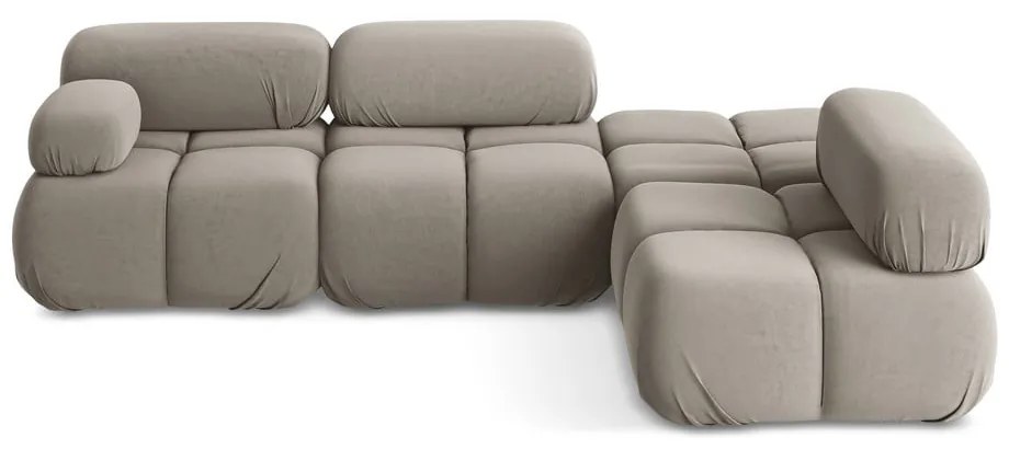 Бежов кадифен модулен ъглов диван (десен ъгъл) Lokua – Makamii