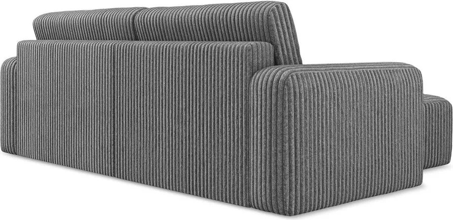 Сив сгъваем/с място за съхранение ъглов диван от рипсено кадифе (ляв ъгъл) Kona – Makamii