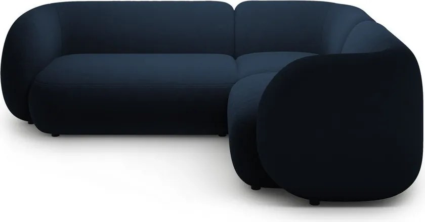 Син кадифен ъглов диван (десен ъгъл/L форма) Kate – Micadoni