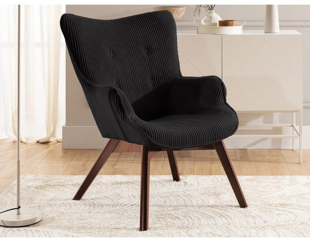 Черно кресло от рипсено кадифе Niko – Ropez