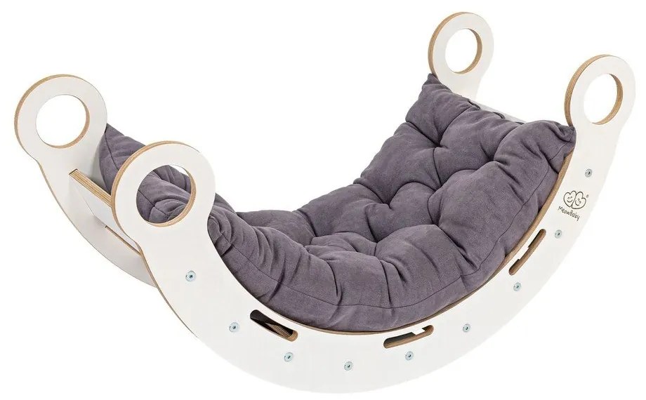 Бяла/сива люлка от масивен бор 39x75x38 cm Montessori – Meowbaby