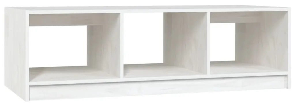 809913 vidaXL Маса за кафе, бяла, 110x50x34 см, борово дърво масив