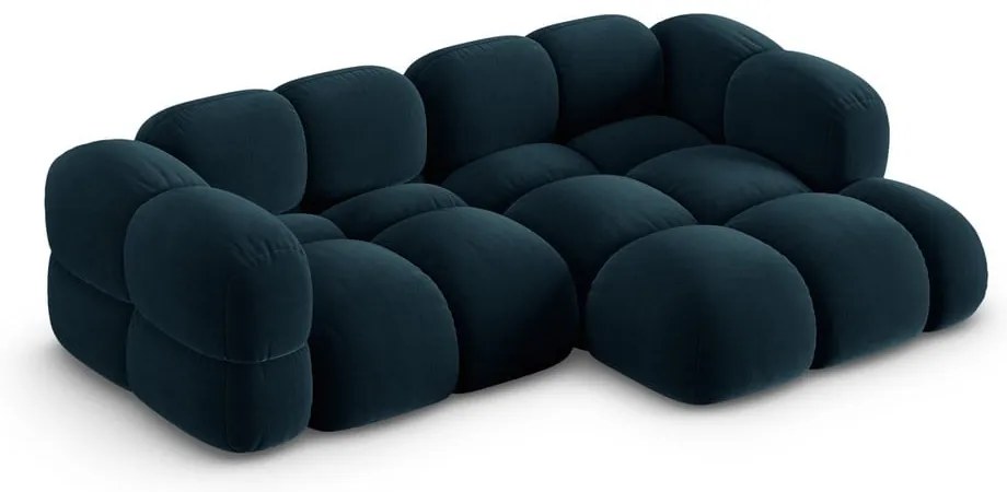 Тъмносин кадифен ъглов диван (десен ъгъл) Loretto – Cosmopolitan Design