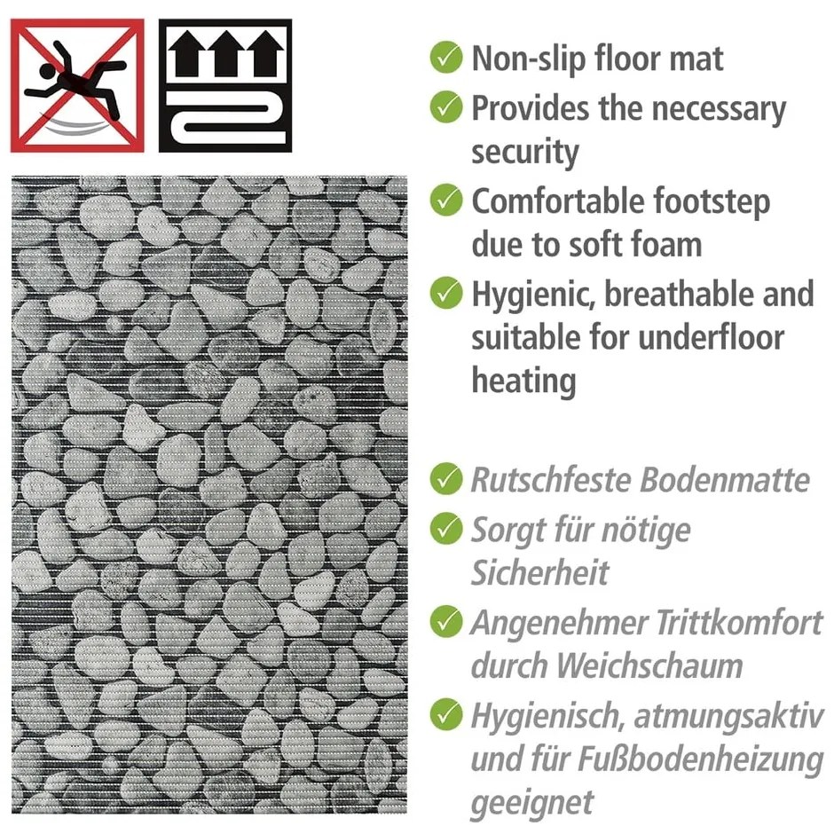 Сива пластмасова постелка за баня 50x80 cm Sassi - Wenko
