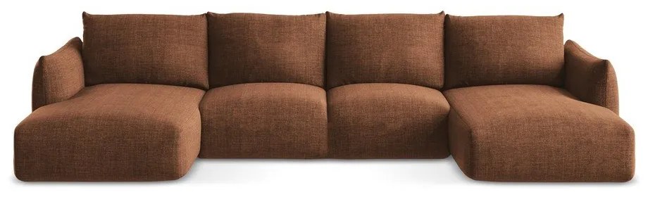 Теракотен сгъваем ъглов диван (U форма) Leila – Makamii