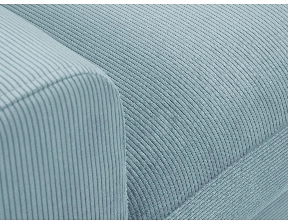 Светлосин разтегателен ъглов диван с място за съхранение от рипсено кадифе (десен ъгъл) Kyoto – Cosmopolitan Design