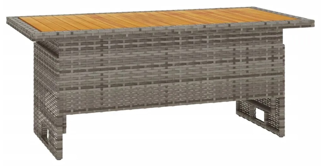 362188 vidaXL Градинска маса сива 100x50x43/63 см акация масив и полиратан