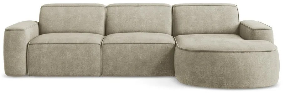 Бежов шенилов ъглов диван (десен ъгъл) Omao – Makamii