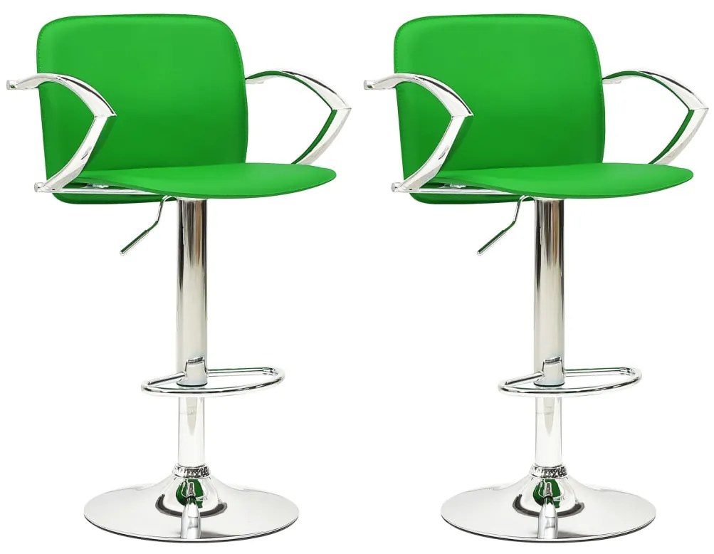 324709 vidaXL Бар табуретки, 2 бр, зелени, изкуствена кожа