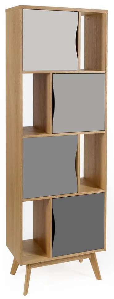Сив шкаф за книги в дъб 65x191 cm Avon - Woodman