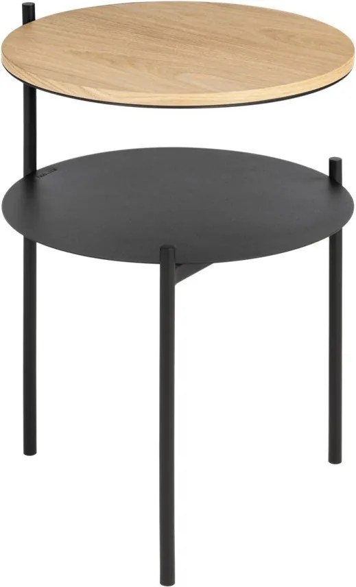 Черно/в естествен цвят нощно шкафче с дъбов плот Tu – noo.ma