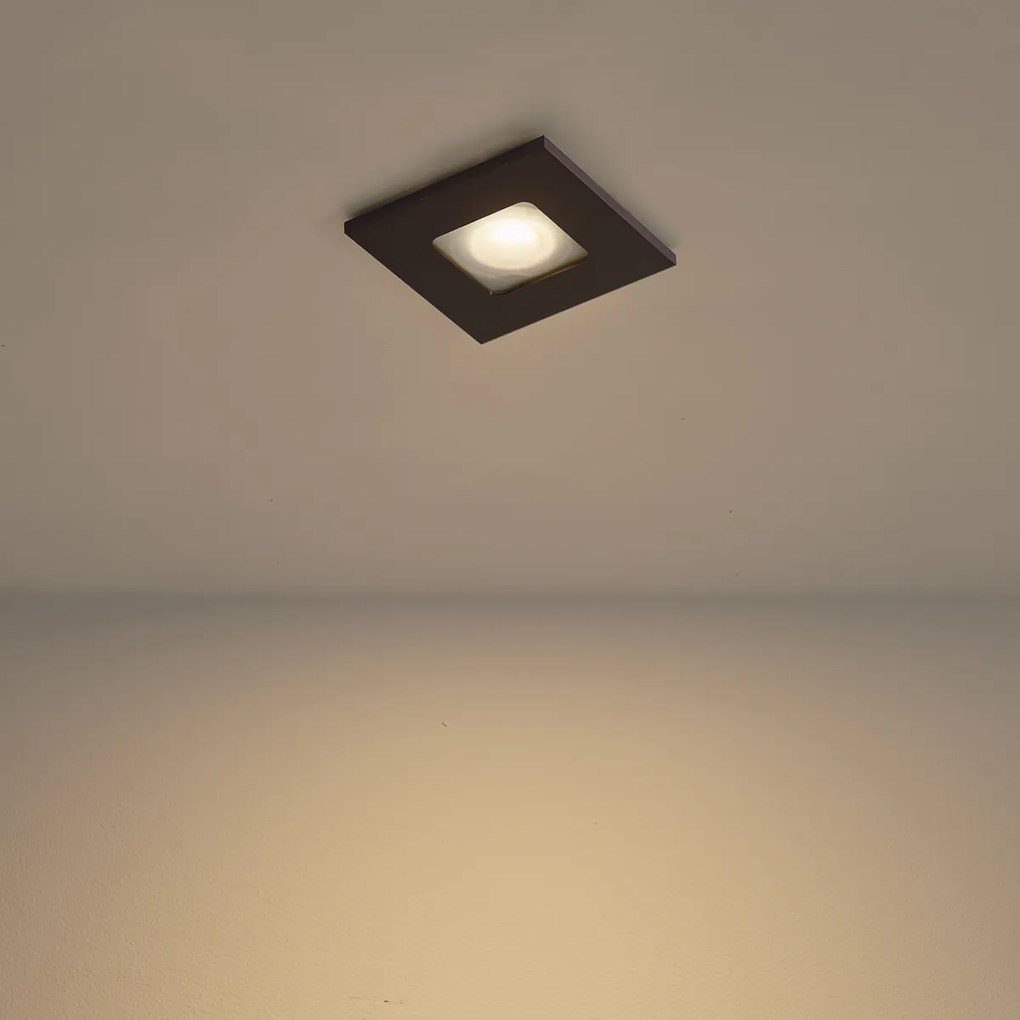 Комплект от 6 модерни вградени спота тъмен бронз квадрат IP44 - Qure