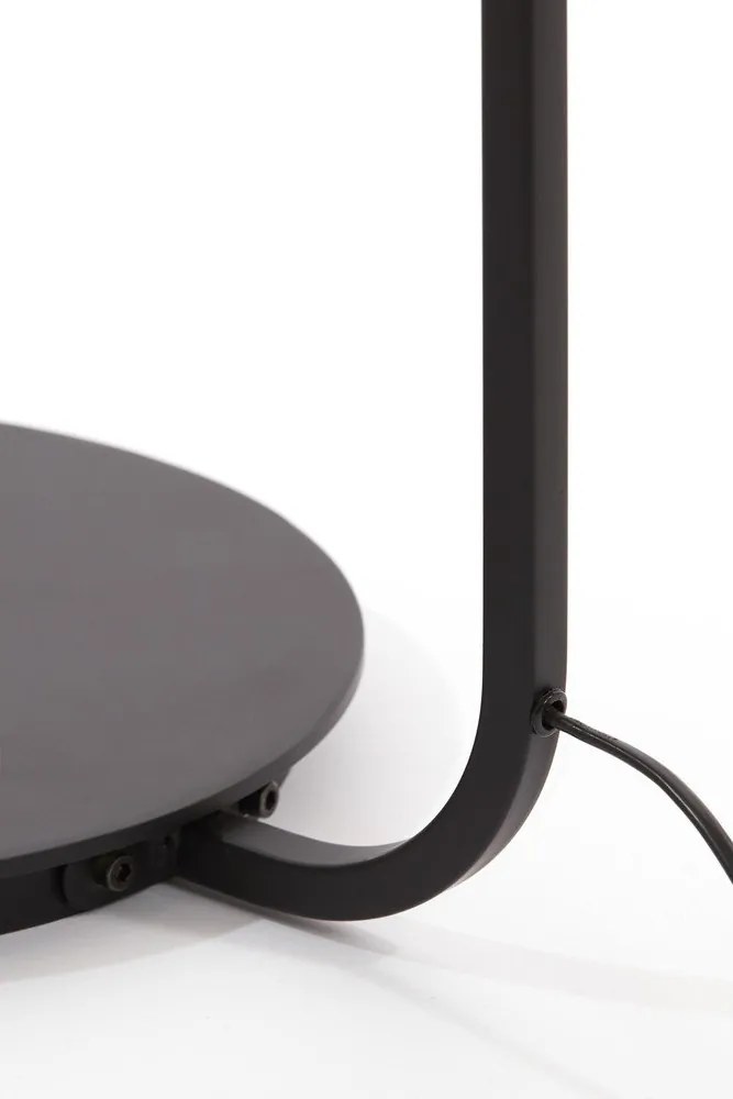 Подова лампа с текстилен абажур в матово-черен и естествен цвят (височина 164 cm) Lyra – Light &amp; Living