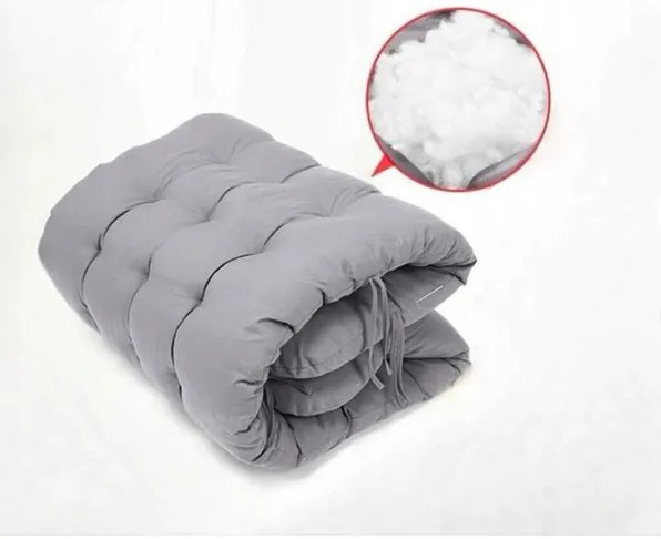 Градински шезлонг с черна рамка и възглавница Син