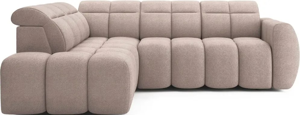 Светлокафяв разтегателен ъглов диван с място за съхранение от букле (ляв ъгъл L форма) Falconn – ELTAP