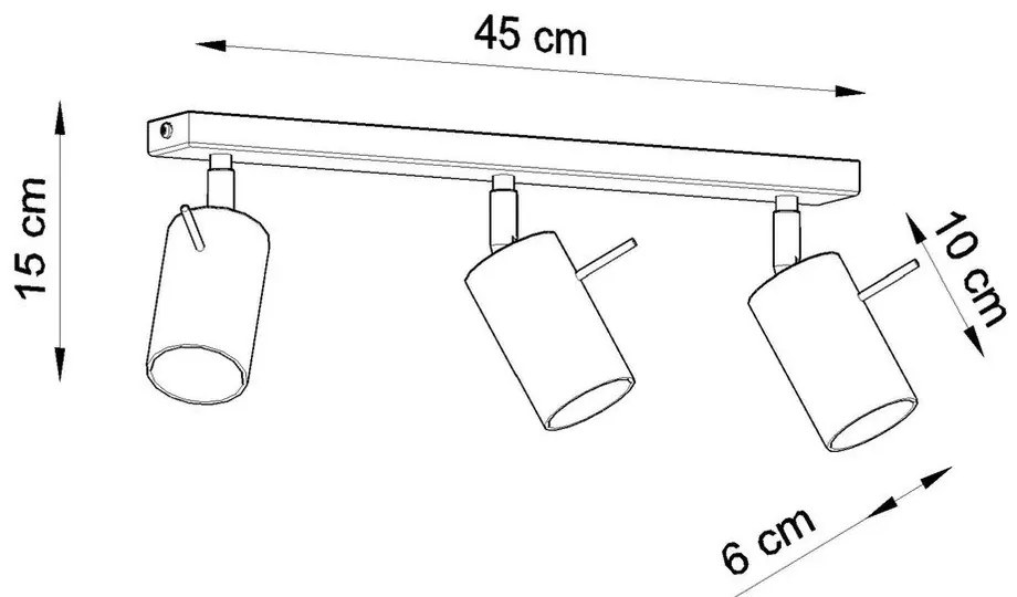 Таванна лампа в сребристо, дължина 45 cm Etna - Sollux