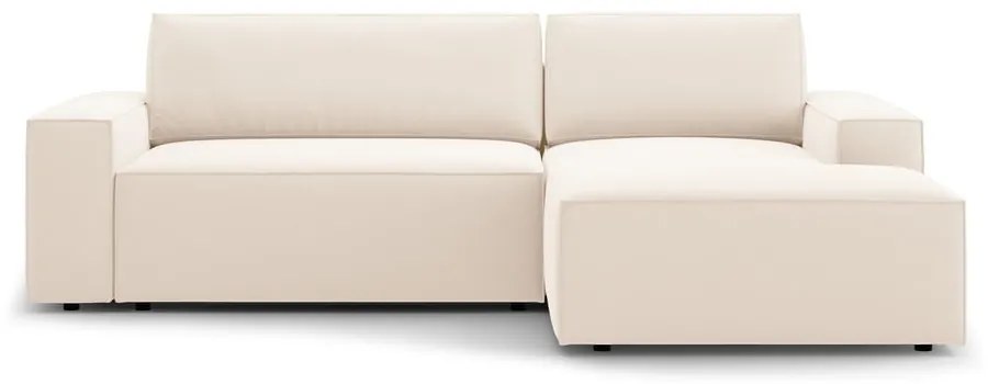 Бежов кадифен сгъваем/с място за съхранение ъглов диван (десен ъгъл) Jodie – Micadoni