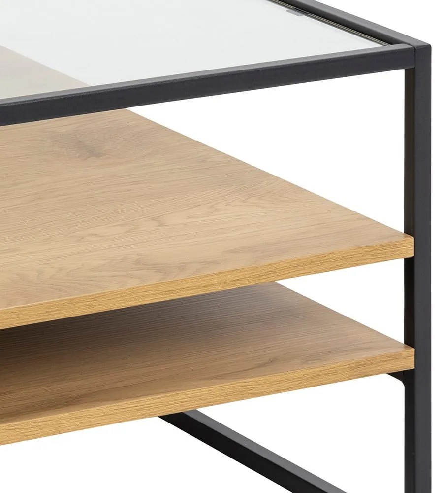 Масичка за кафе със стъклен плот в естествен цвят 80x80 cm Randolf – Actona