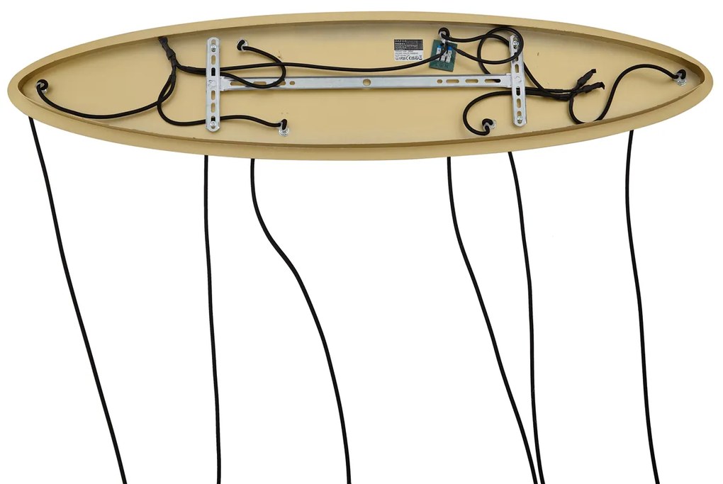 Хотелски шик висяща лампа месинг с бяло стъкло правоъгълна 6-лампи - Misty
