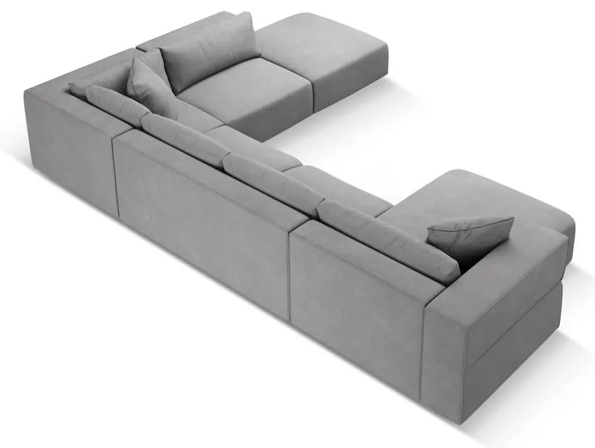 Светлосив ъглов U-образен диван, десен ъгъл Esther – Milo Casa