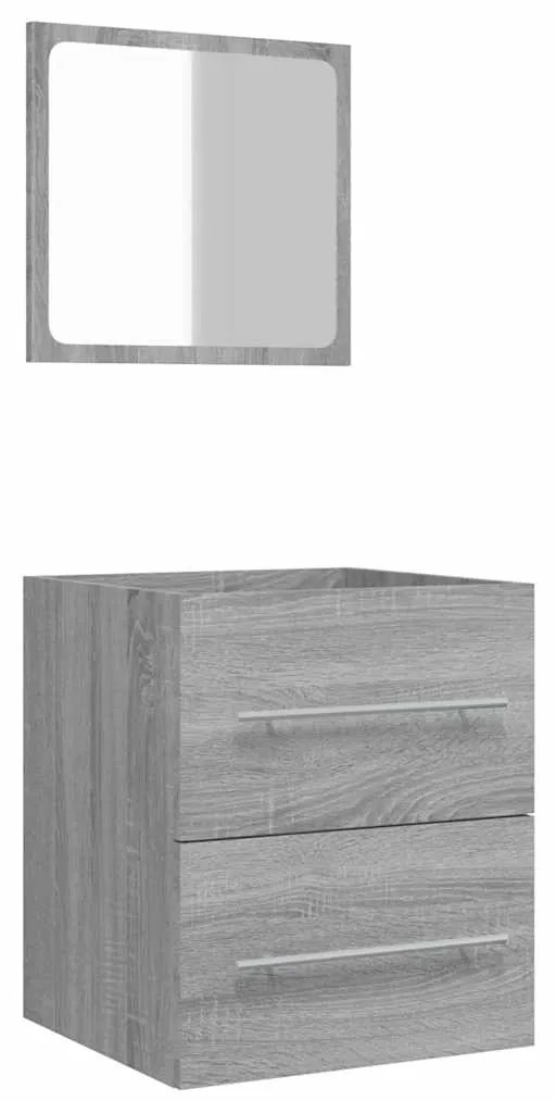 820470 vidaXL Шкаф за баня с огледало, сив сонома, 41x38,5x48 см