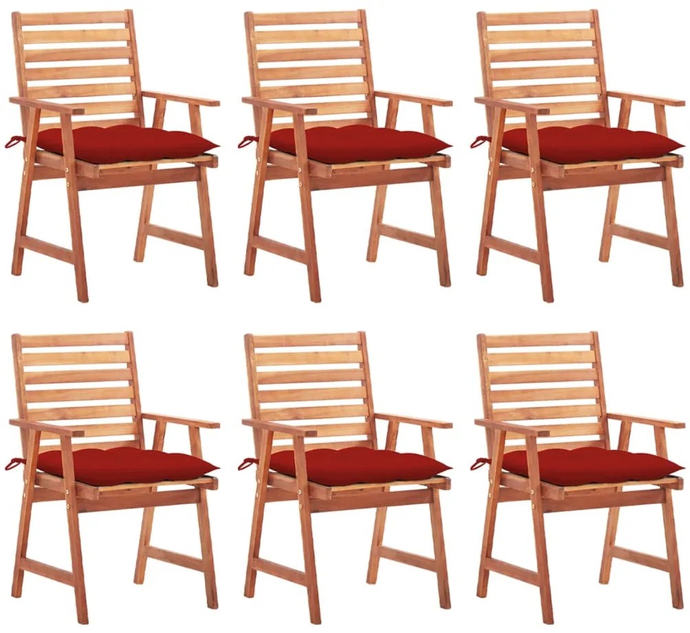 3078368 vidaXL Градински трапезни столове, 6 бр, с възглавници, акация масив