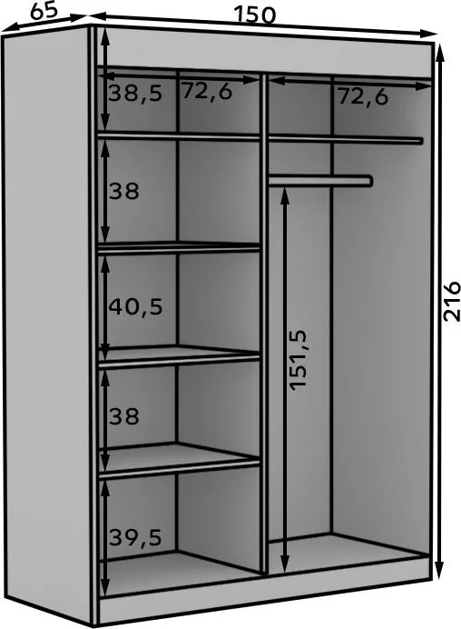 Гардероб Oxford плъзгащ се - Diameter: 150cm