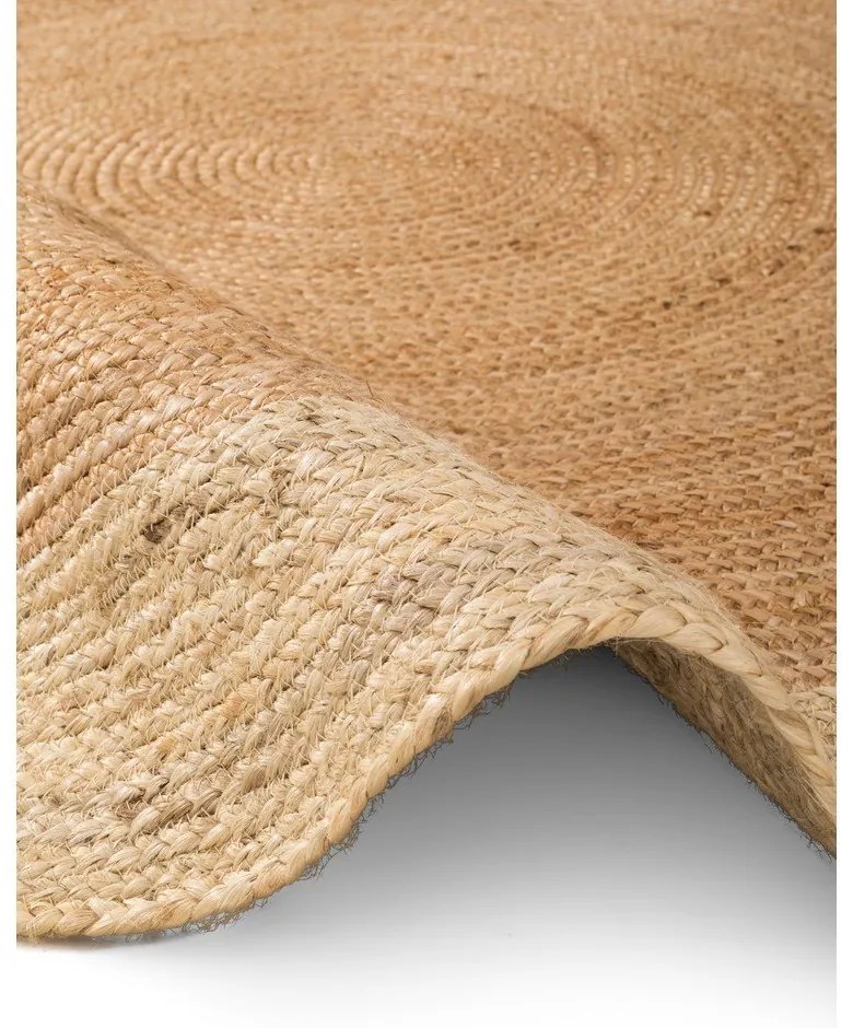 Двустранен ръчно изработен ютен кръгъл килим в естествен цвят ø 100 cm Jutta Gold – Hanse Home