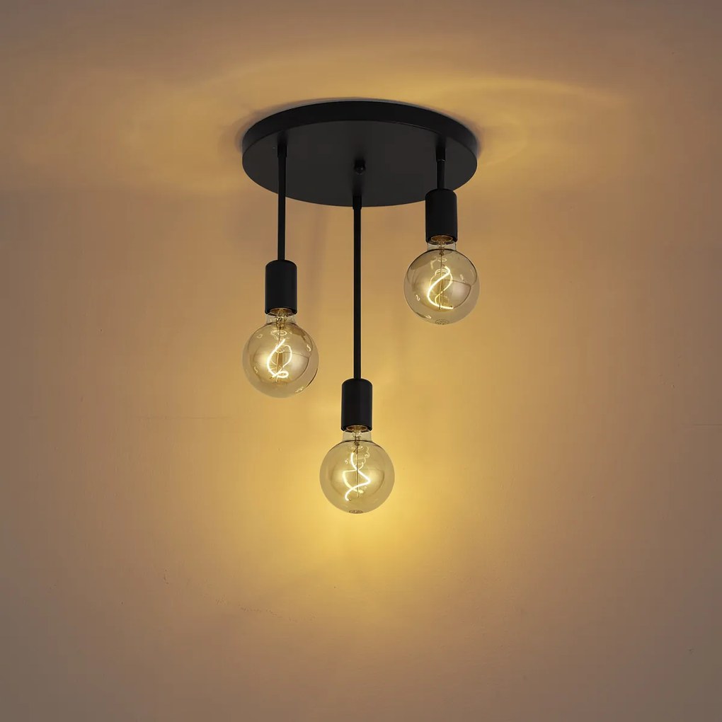 Модерна таванна лампа черна 3-светлина - Facil