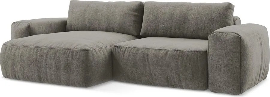 Сив шенилов сгъваем ъглов диван (ляв ъгъл) Kuki – Makamii