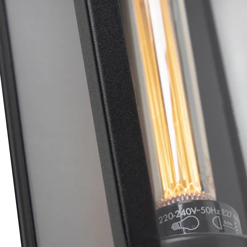 Модерна правоъгълна външна стенна лампа черна със стъкло - Rotterdam Long