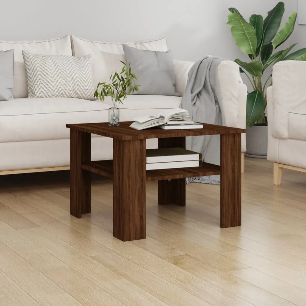 815266 vidaXL Кафе маса, кафяв дъб, 60x60x42 см, инженерно дърво