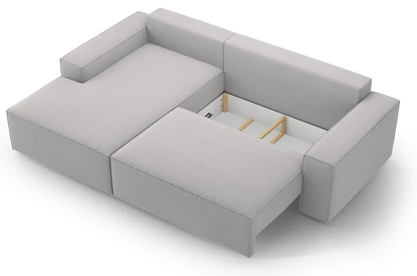 Светлосив разтегателен ъглов диван (ляв ъгъл) Jodie – Micadoni Home