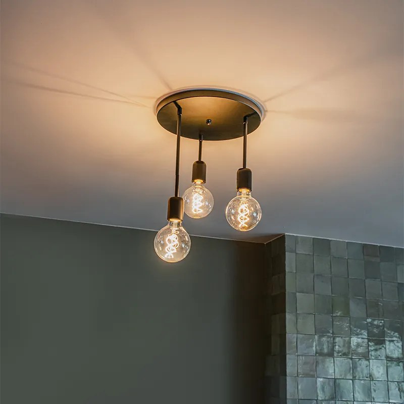 Модерна таванна лампа черна 3-светлина - Facil