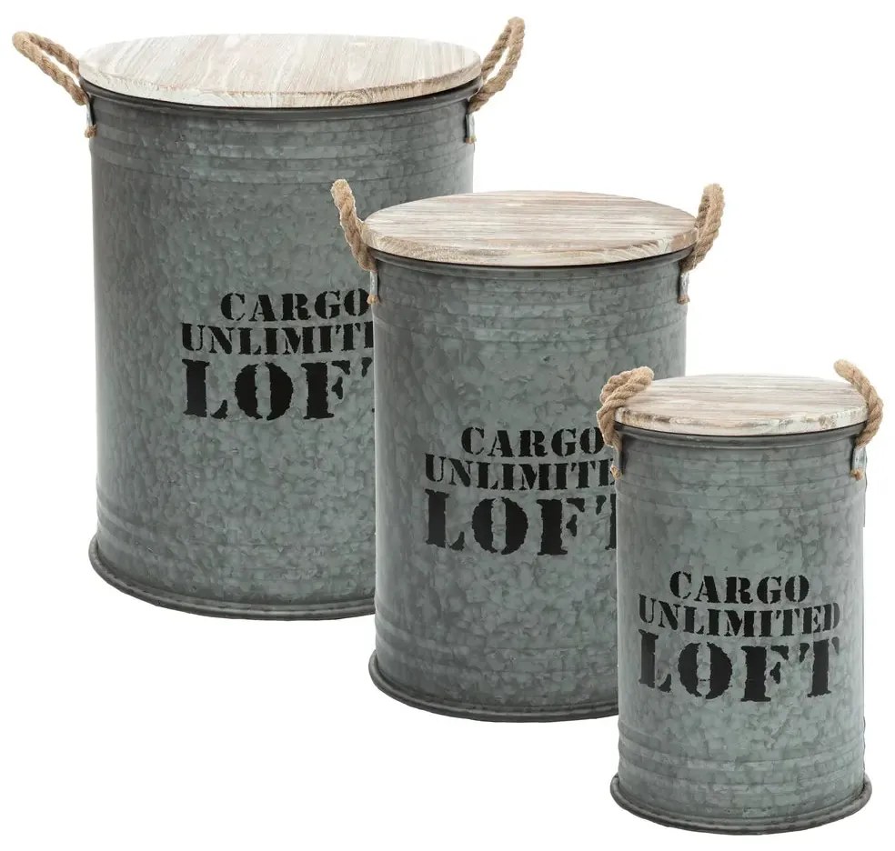 Сет кутии за съхранение atmosphera Bill, Метал, 36/25/30 cm, 3бр - Натурален