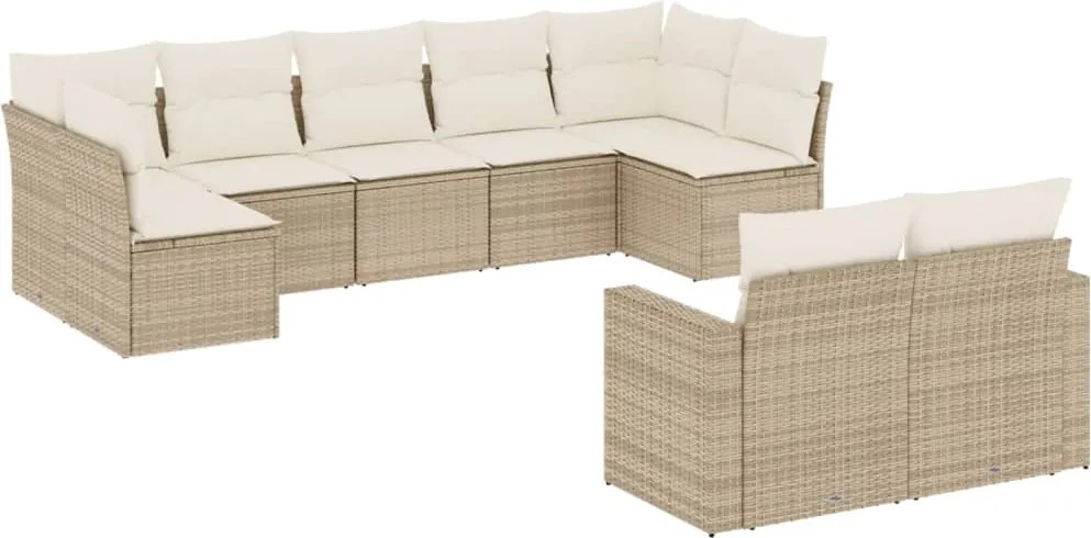 3219408 vidaXL Градински комплект диван с възглавници 9 части бежов полиратан