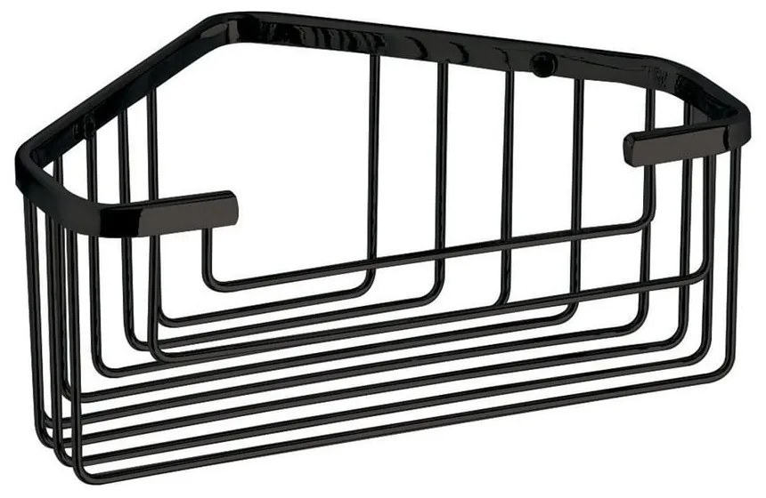 Черен ъглов стенен рафт за баня от неръждаема стомана Gedy Smart – Sapho