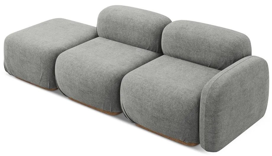 Сив модулна лежанка от букле (ляв ъгъл) Ailani – Makamii