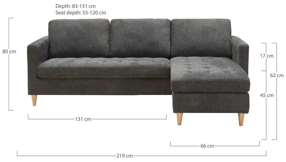 Тъмносив ъглов диван Firenze - House Nordic